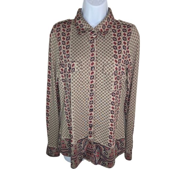 BcbgMaxazria Boho Stretch Jersey Blouse Top Size Medium - Picture 1 of 8